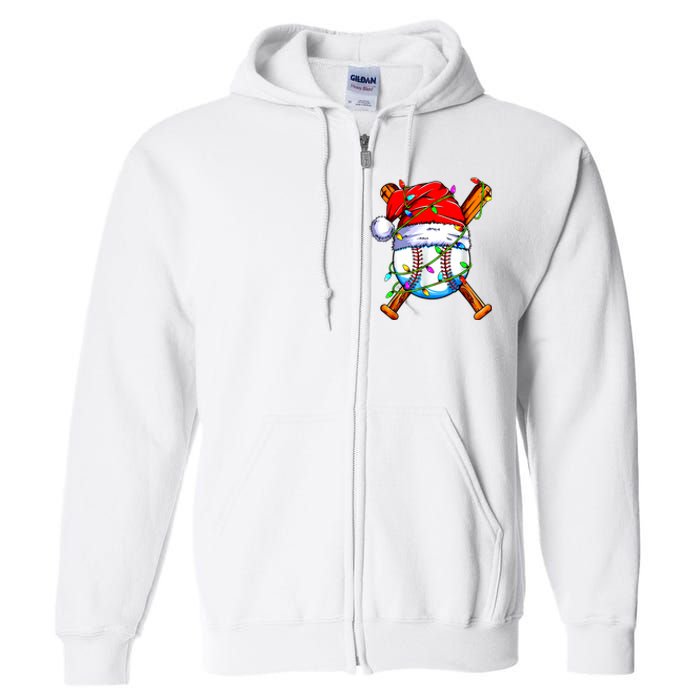 Santa Sports Design For Christmas Baseball Player Full Zip Hoodie