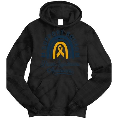 Support Squad Down Syndrome Awareness Yellow Ribbon Gift Tie Dye Hoodie