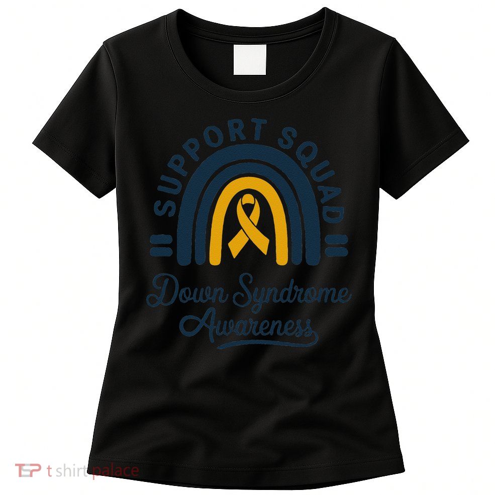 Support Squad Down Syndrome Awareness Yellow Ribbon Gift Womens T-Shirt