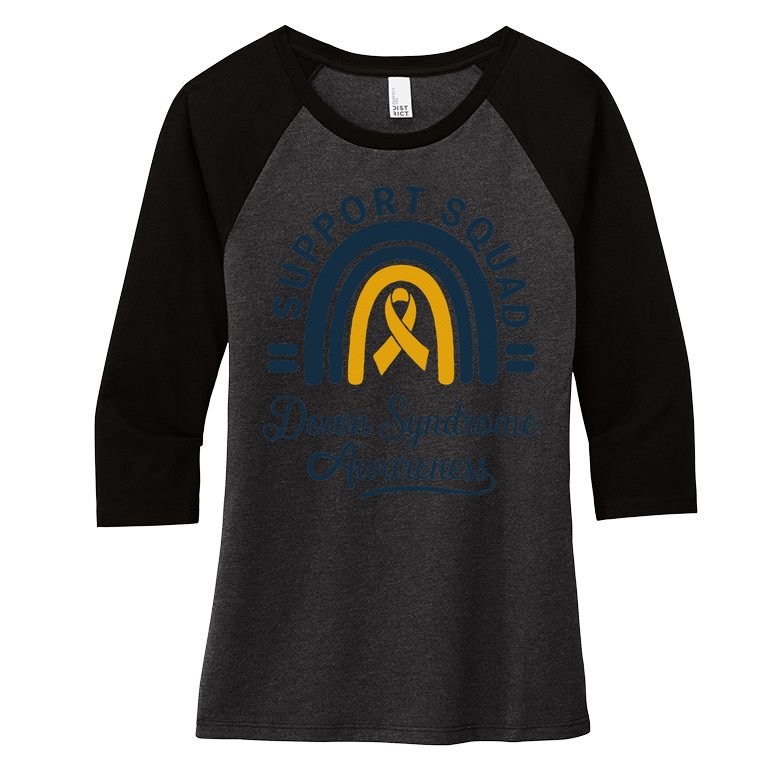 Support Squad Down Syndrome Awareness Yellow Ribbon Gift Women's Tri-Blend 3/4-Sleeve Raglan Shirt