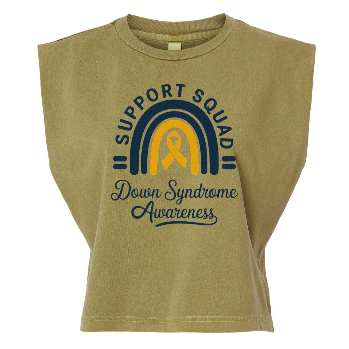 Support Squad Down Syndrome Awareness Yellow Ribbon Gift Garment-Dyed Women's Muscle Tee