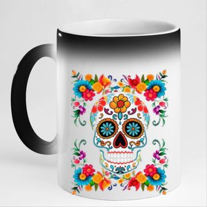 Sugar Skull Dia De Los Muertos La Catrina Day Of The Dead 11oz Black Color Changing Mug