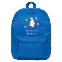 Ski School Dropout Skiing Polar Bear Funny Skier Gift 16 in Basic Backpack