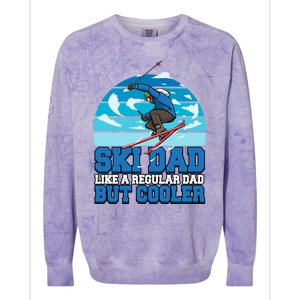 Skiing Ski Dad Like A Regular Dad But Cooler Father Winter Great Gift Colorblast Crewneck Sweatshirt