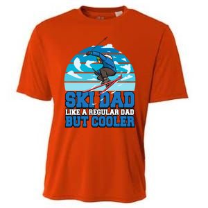 Skiing Ski Dad Like A Regular Dad But Cooler Father Winter Great Gift Cooling Performance Crew T-Shirt