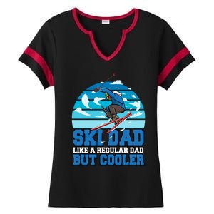 Skiing Ski Dad Like A Regular Dad But Cooler Father Winter Great Gift Ladies Halftime Notch Neck Tee