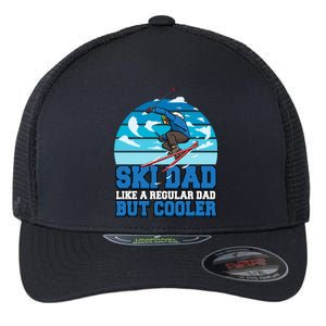 Skiing Ski Dad Like A Regular Dad But Cooler Father Winter Great Gift Flexfit Unipanel Trucker Cap