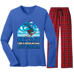 Skiing Ski Dad Like A Regular Dad But Cooler Father Winter Great Gift Women's Long Sleeve Flannel Pajama Set 