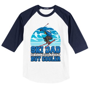 Skiing Ski Dad Like A Regular Dad But Cooler Father Winter Great Gift Baseball Sleeve Shirt