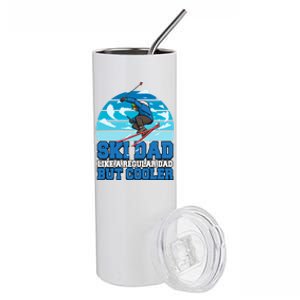 Skiing Ski Dad Like A Regular Dad But Cooler Father Winter Great Gift Stainless Steel Tumbler