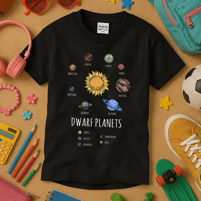 Solar System Dwarf Planets Outer Space Astronaut Kids T-Shirt