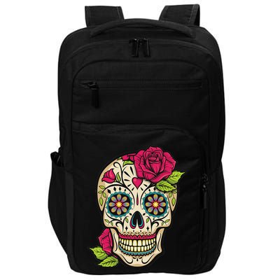 Sugar Skull Day Of The Dead Dia De Los Muertos Flowers Impact Tech Backpack