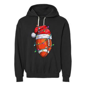 Santa Sports Design Christmas Football Player Garment-Dyed Fleece Hoodie