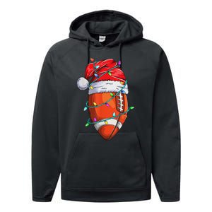 Santa Sports Design Christmas Football Player Performance Fleece Hoodie