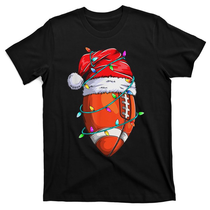 Santa Sports Design Christmas Football Player T-Shirt