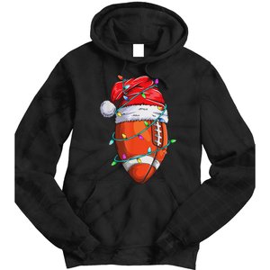 Santa Sports Design Christmas Football Player Tie Dye Hoodie