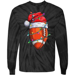 Santa Sports Design Christmas Football Player Tie-Dye Long Sleeve Shirt