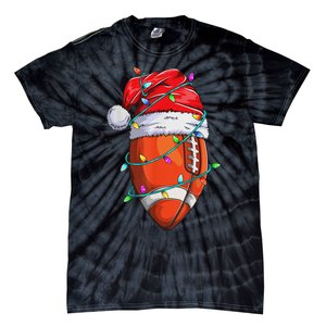 Santa Sports Design Christmas Football Player Tie-Dye T-Shirt