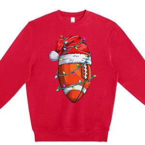 Santa Sports Design Christmas Football Player Premium Crewneck Sweatshirt