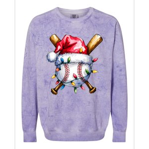 Santa Sports Design For Christmas Baseball Player Colorblast Crewneck Sweatshirt