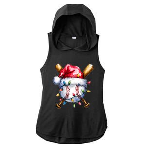 Santa Sports Design For Christmas Baseball Player Ladies PosiCharge Tri-Blend Wicking Draft Hoodie Tank