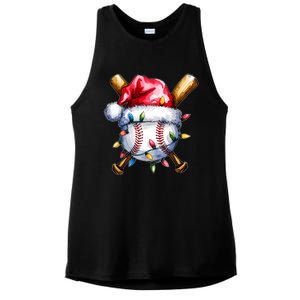 Santa Sports Design For Christmas Baseball Player Ladies PosiCharge Tri-Blend Wicking Tank