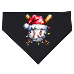 Santa Sports Design For Christmas Baseball Player USA-Made Doggie Bandana