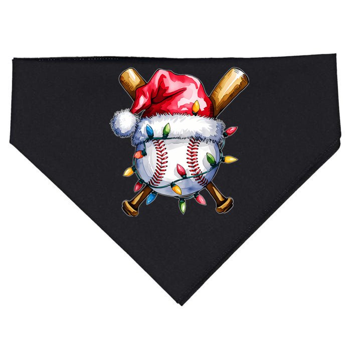 Santa Sports Design For Christmas Baseball Player USA-Made Doggie Bandana