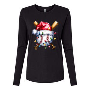 Santa Sports Design For Christmas Baseball Player Womens Cotton Relaxed Long Sleeve T-Shirt