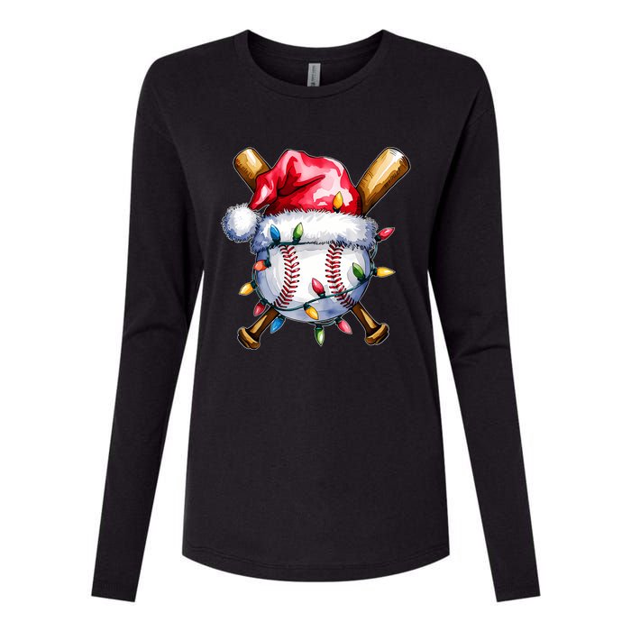 Santa Sports Design For Christmas Baseball Player Womens Cotton Relaxed Long Sleeve T-Shirt