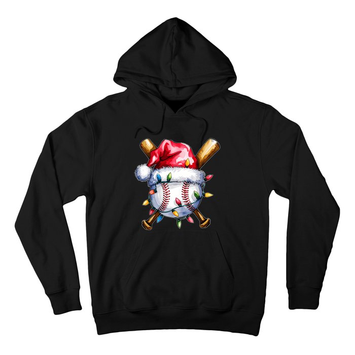 Santa Sports Design For Christmas Baseball Player Hoodie