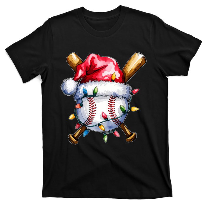 Santa Sports Design For Christmas Baseball Player T-Shirt