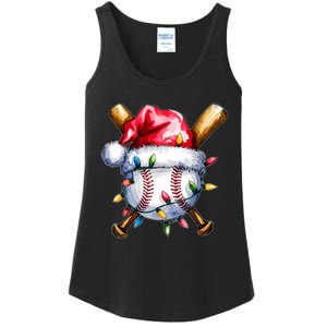 Santa Sports Design For Christmas Baseball Player Ladies Essential Tank