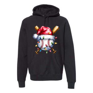 Santa Sports Design For Christmas Baseball Player Premium Hoodie