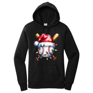 Santa Sports Design For Christmas Baseball Player Women's Pullover Hoodie