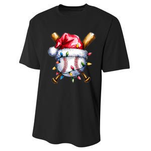 Santa Sports Design For Christmas Baseball Player Performance Sprint T-Shirt