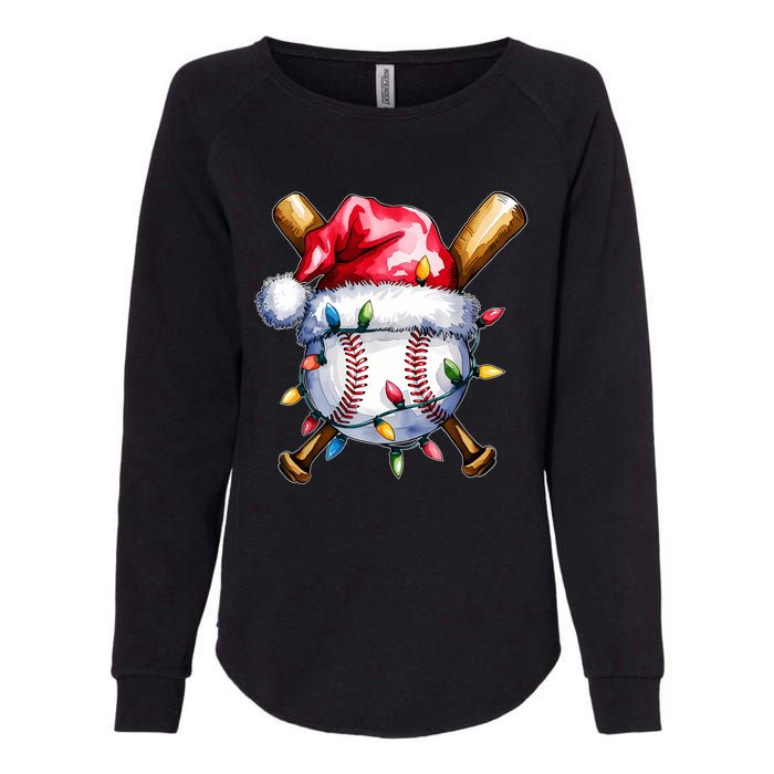 Santa Sports Design For Christmas Baseball Player Womens California Wash Sweatshirt