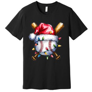 Santa Sports Design For Christmas Baseball Player Premium T-Shirt