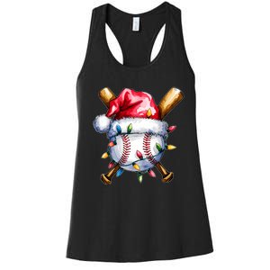 Santa Sports Design For Christmas Baseball Player Women's Racerback Tank