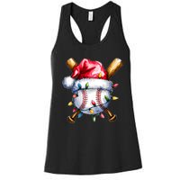 Santa Sports Design For Christmas Baseball Player Women's Racerback Tank