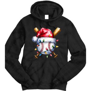 Santa Sports Design For Christmas Baseball Player Tie Dye Hoodie