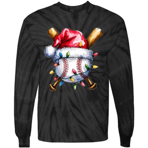 Santa Sports Design For Christmas Baseball Player Tie-Dye Long Sleeve Shirt