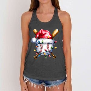 Santa Sports Design For Christmas Baseball Player Women's Knotted Racerback Tank