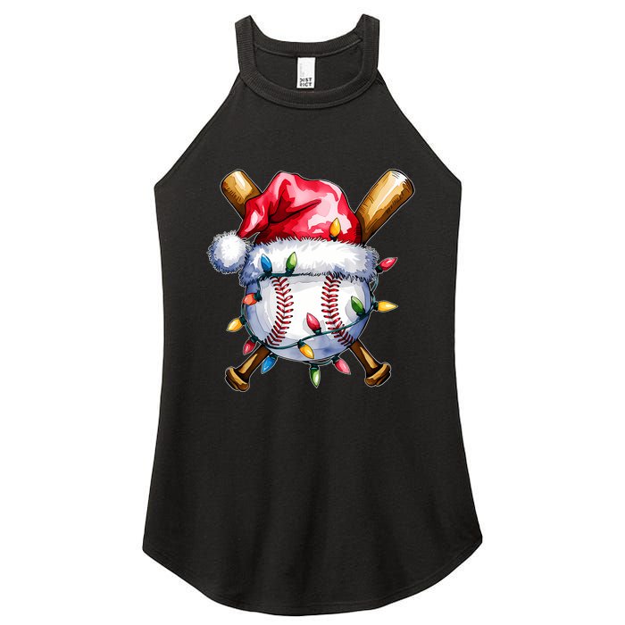 Santa Sports Design For Christmas Baseball Player Women's Perfect Tri Rocker Tank