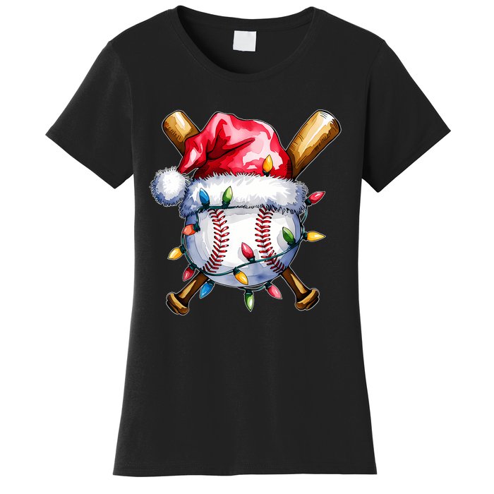 Santa Sports Design For Christmas Baseball Player Women's T-Shirt