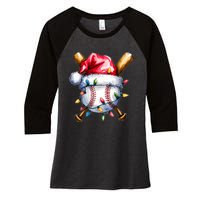 Santa Sports Design For Christmas Baseball Player Women's Tri-Blend 3/4-Sleeve Raglan Shirt