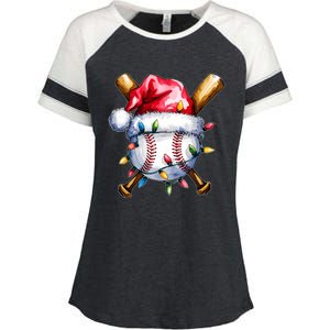 Santa Sports Design For Christmas Baseball Player Enza Ladies Jersey Colorblock Tee