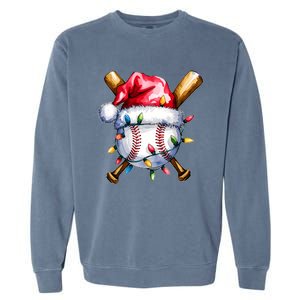 Santa Sports Design For Christmas Baseball Player Garment-Dyed Sweatshirt