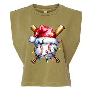 Santa Sports Design For Christmas Baseball Player Garment-Dyed Women's Muscle Tee