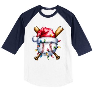 Santa Sports Design For Christmas Baseball Player Baseball Sleeve Shirt